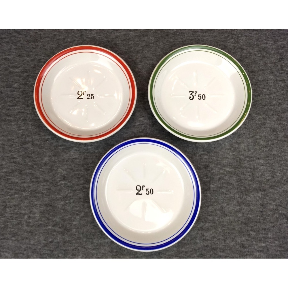 Vintage French Absinthe Saucer Plate Bistro Hotel Ware Tip Tray‎ Bar Set of 3